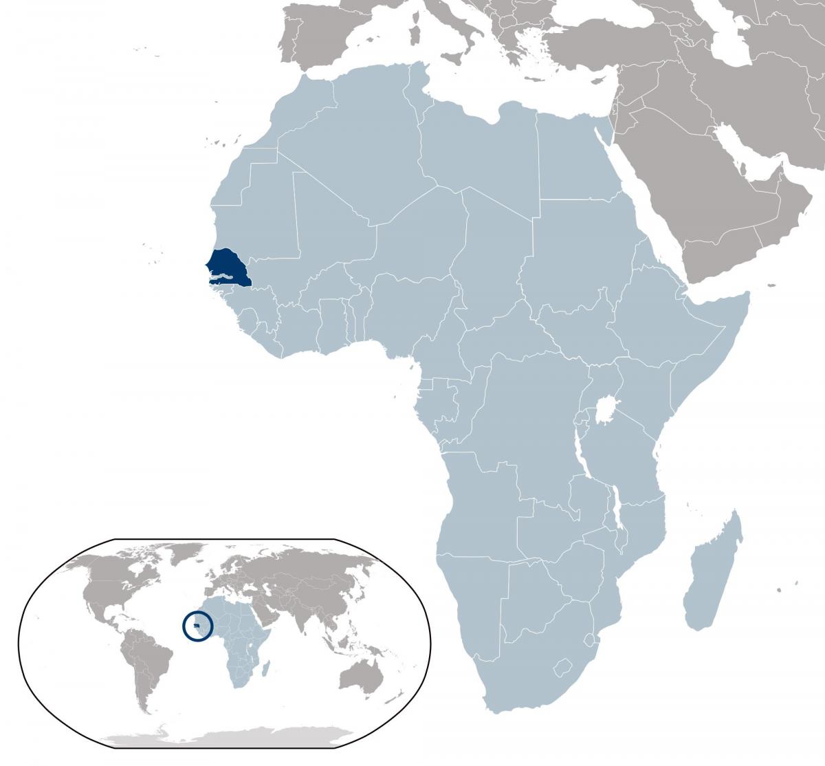 mapa de Senegal localización no mundo