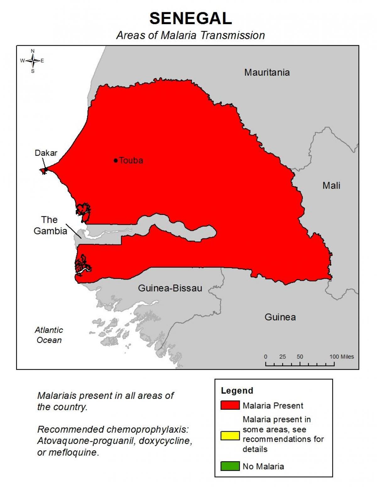 mapa de Senegal a malaria