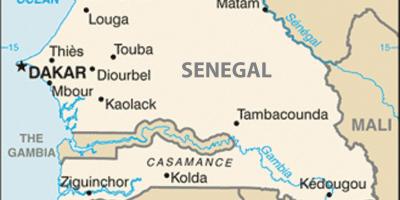 Mapa de Senegal e os países veciños