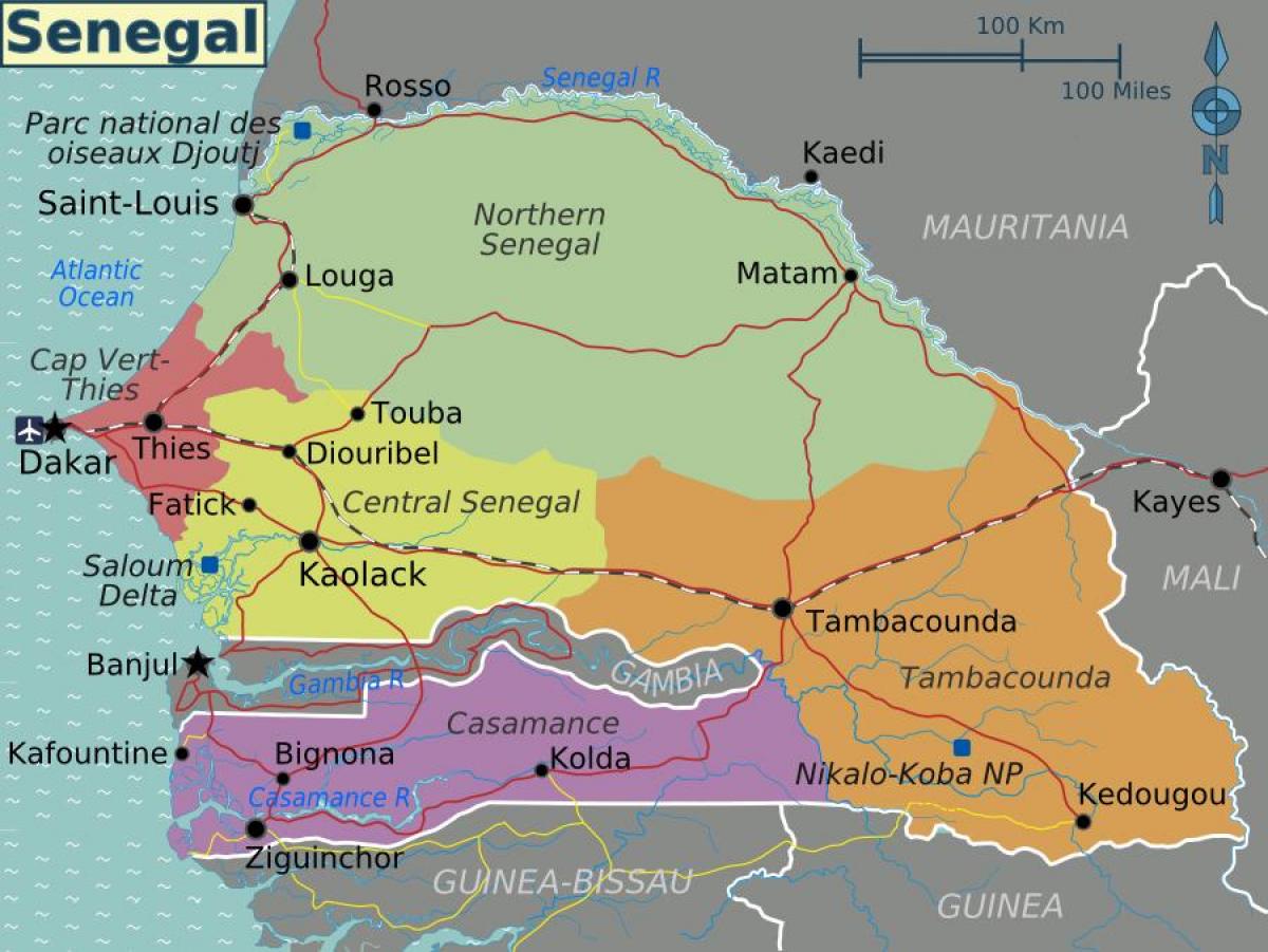 mapa politico de senegal Senegal mapa político   Mapa de Senegal política (África 