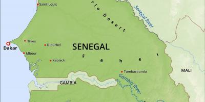 Mapa do mapa físico de Senegal
